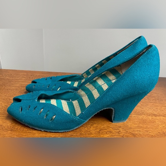 Rocket Dog Turquoise Peep Toe Heels Women’s Size 8 - Picture 4 of 5